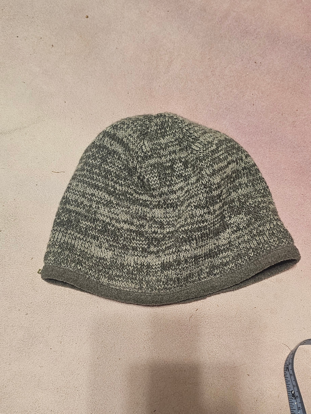 Reversible Gray Knit Beanie Hat